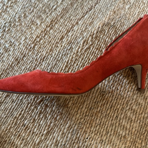 J Crew Scalloped Suede Kitten Heels in red - size 6.5 - Picture 7 of 7